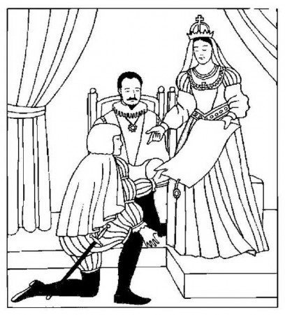 Columbus Day, : Columbus With King And Queen Of Spain On Columbus Day Coloring  Page | Online coloring pages, Coloring pages, Art sketch ideas