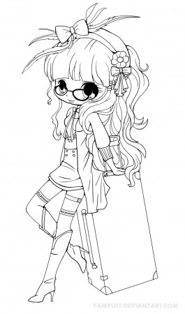 Suitcase Girl Lineart by YamPuff on deviantART | Chibi coloring pages,  Coloring books, Coloring pages