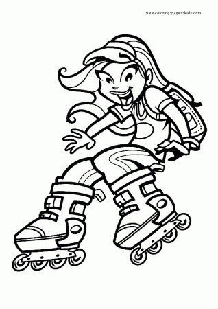 Roller skating color page - Coloring pages for kids - Sports ...