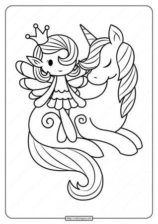 Printable Fairy And Unicorn Coloring Pages. High quality free printable pdf  coloring, drawing, … | Unicorn coloring pages, Fairy coloring pages, Fall coloring  pages