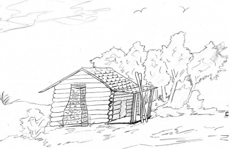 Lincoln Log Cabin Coloring Page - Coloring Page