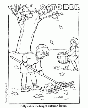 Autumn Coloring Book Page - October coloring
