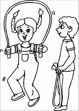 Kids_jumping_rope Kids We Coloring Page | Wecoloringpage