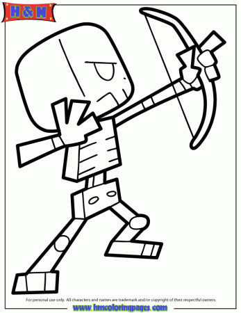 Cartoon Minecraft Skeleton Coloring Page | H & M Coloring Pages