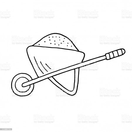 Handdrawn Garden Wheelbarrow Doodle Coloring Page Stock Illustration -  Download Image Now - iStock