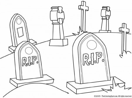 Graveyard Coloring Page 2 | Audio Stories for Kids | Free Coloring Pages |  Colouring Printables