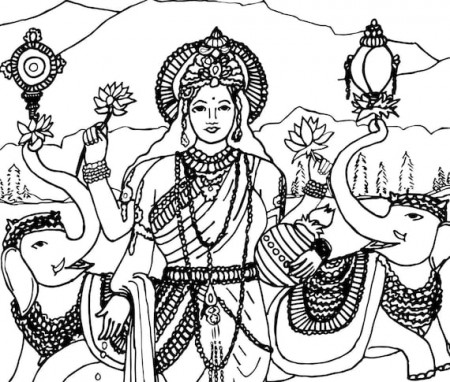 Downloadable Digital Art Coloring Page Goddess Lakshmi - Etsy