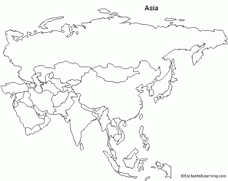 Outline Map Asia - EnchantedLearning.com