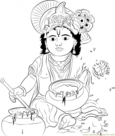 Lord Krishna dot to dot printable worksheet - Connect The Dots