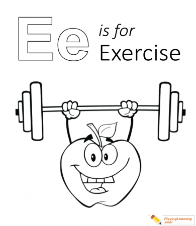 E Is For Exercise Coloring Page 02 | Free E Is For Exercise ...