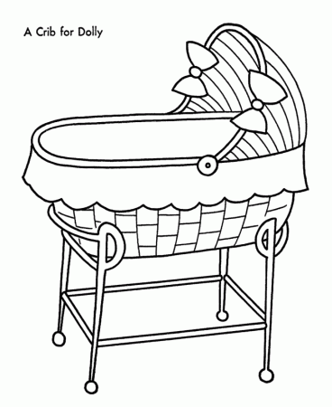 Christmas Toys Coloring Pages - Doll Crib Christmas Coloring Sheet 