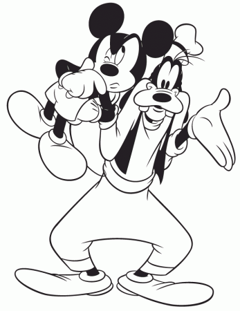 Mickey Mouse And Goofy Coloring Page | HM Coloring Pages