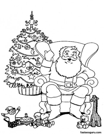 christmas santa claus relaxing in chair coloring pages