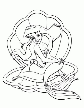Disney Princess Ariel Sitting Coloring Pages | Coloring