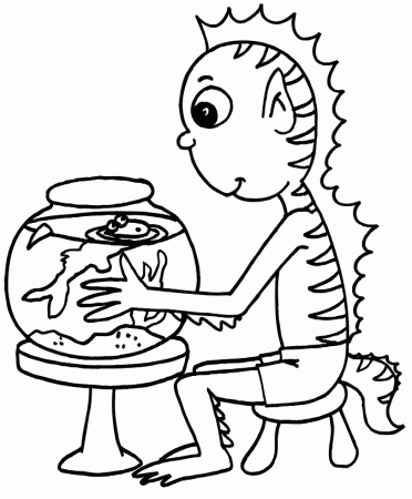 fish bowl cut out Colouring Pages (page 3)