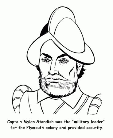 Pilgrim Thanksgiving Coloring Page Sheets - Captain Myles Standish 