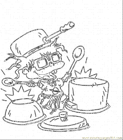 Coloring Pages Chuckie Is Playing On Drums (Cartoons > Rugrats 