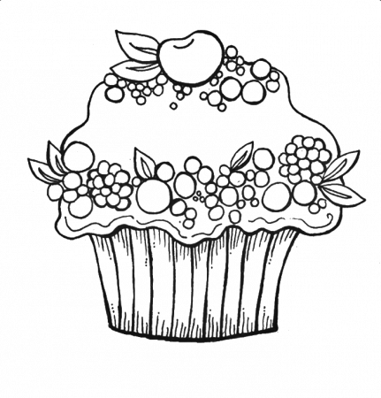 Cherry Berry Cupcake Coloring Pages - Cookie Coloring Pages : Free 