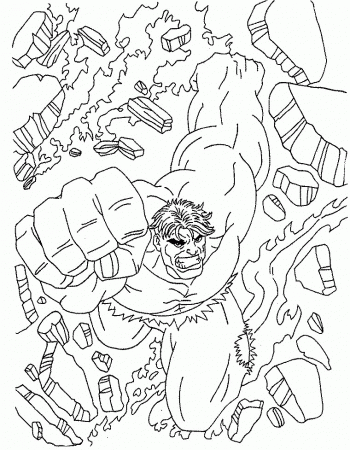 The Incredibel Hulk Fight Coloring Page | Coloring Pages For Kids