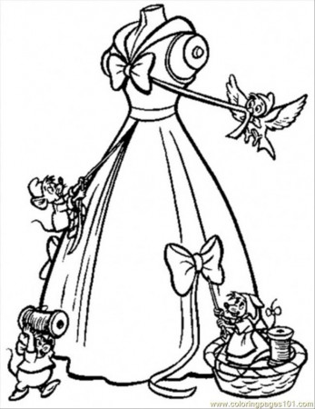 Coloring Pages The Mice Help Cinderella To Make Her Gown (Cartoons 