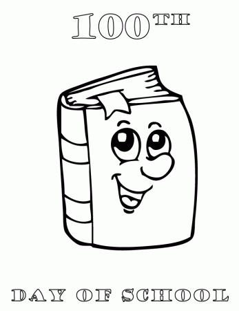 100th Day Of School – Cartoon Book Coloring Page | Free Printable 