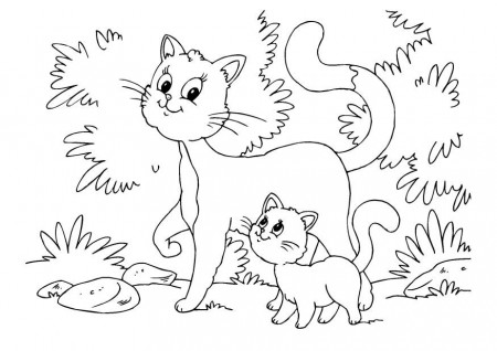 Coloring page cat and kitten - img 22643.