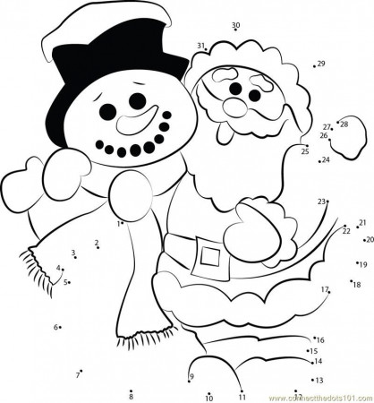 Connect the Dots Santa Clause Snowman (Holidays > Christmas) - dot 