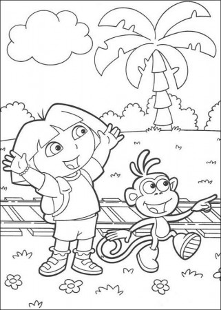 DORA THE EXPLORER coloring pages - Boots the Monkey and Dora the 