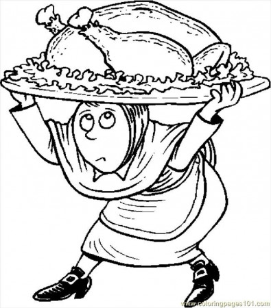 Coloring Pages Pilgrim Carrying Turkey (Holidays > Thanksgiving 