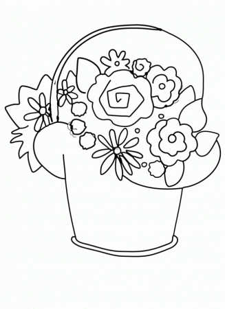 flowers flower basket bouquet printable coloring page color 
