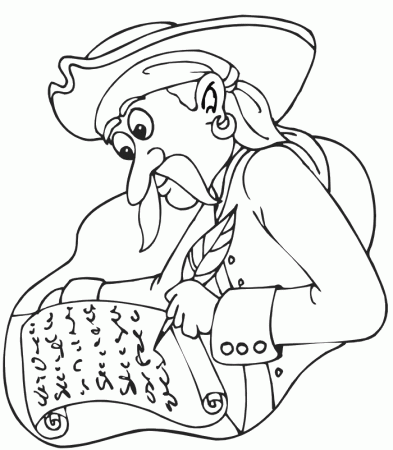 Pirate Coloring Page | Pirate Writing On Scroll