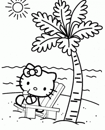 Girly Hello Kitty Coloring Page | Kids Coloring Page