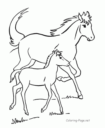Horse Coloring Page - Mare and colt