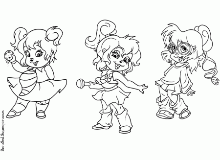 cute coloring page with the Chipettes Brittany, Jeanette and 