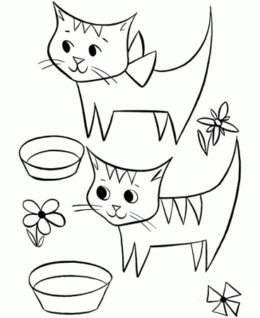 Cat Coloring Pages : Two Cute Little Cat Coloring Page for 