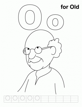 O for old coloring page with handwriting practice | Download Free 