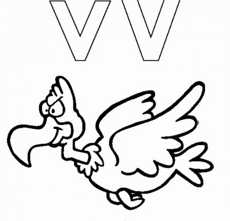 Letter V Is For Vulture Coloring Pages - Kids Colouring Pages