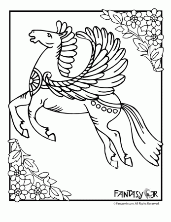 Pegasus Coloring Page : Printable Coloring Book Sheet Online for 