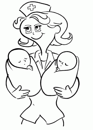 Nurse With Baby Coloring Pages - Doctor Day Cartoon Coloring Pages 