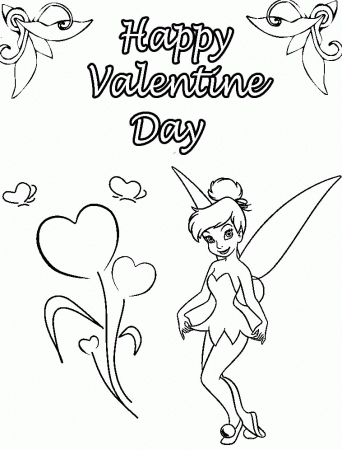 Tinker Bell Happy Valentines Day Coloring Pages - Valentine's Day 