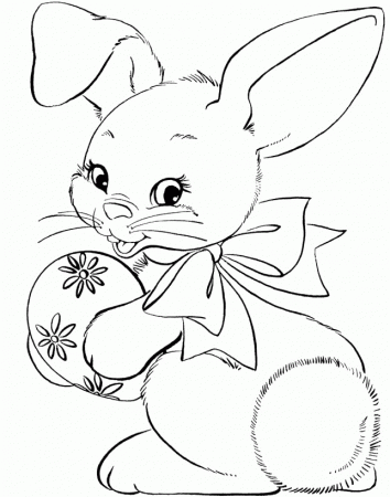 Bunny Cute Big Easter Egg Decorating Coloring Pages Kids - Easter 