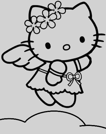 Hello Kitty : Hello Kitty And Flowers Coloring Pages, Taking A 
