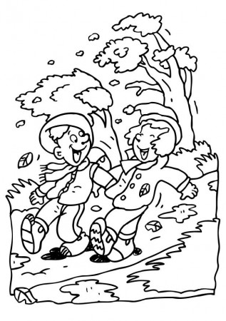 fall windy day Colouring Pages