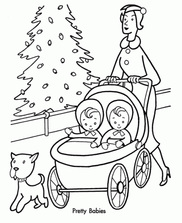 Christmas Shopping Coloring Pages - Mother and Babies Christmas 