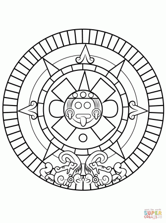 Aztec Sun Stone coloring page | Free Printable Coloring Pages