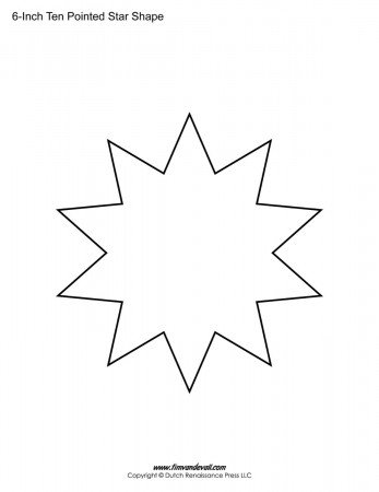 Blank Ten Pointed Star Shapes | Printable Star Template for Art Crafts