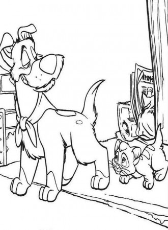Oliver Following Wherever Dodger Go in Oliver and Company Coloring ...