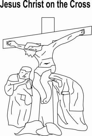 Jesus Christ on cross coloring page for kids