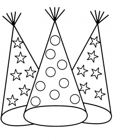 Party hats coloring page caps - Topcoloringpages.net
