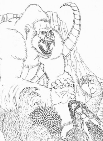 Amazing Fight Godzilla With King Kong Coloring Pages : Bulk Color